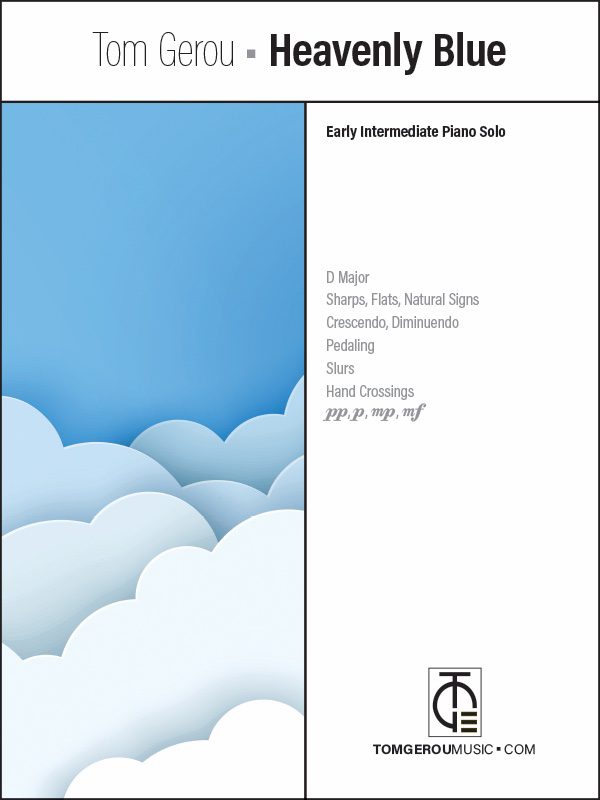 A sky with clouds on it and the words " early intermediate piano licks ".