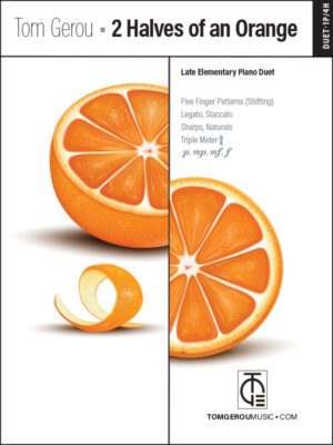 A poster of an orange sliced in half.