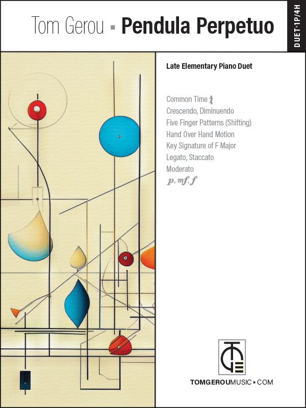 A sheet music cover with abstract shapes and lines.