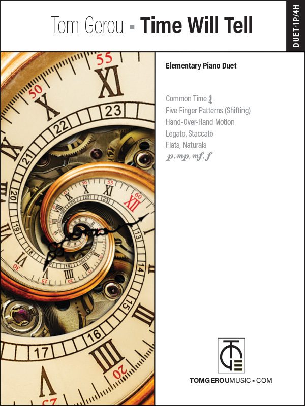 A spiral clock is shown in this sheet music.